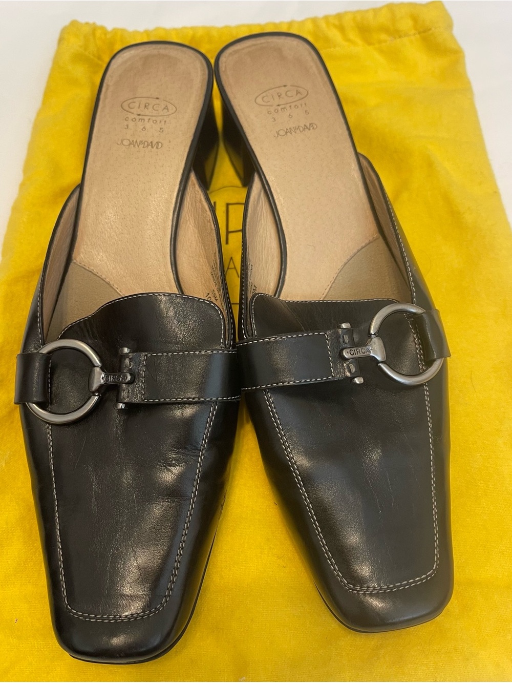 Circa Joan & David Black Leather Horsebit Mule Loafers Size 10M